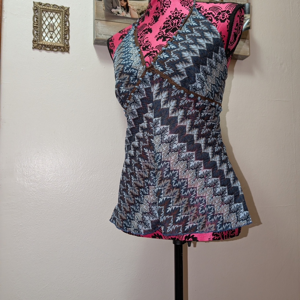 MKM Designs Pink and Blue Patterned Tank Top